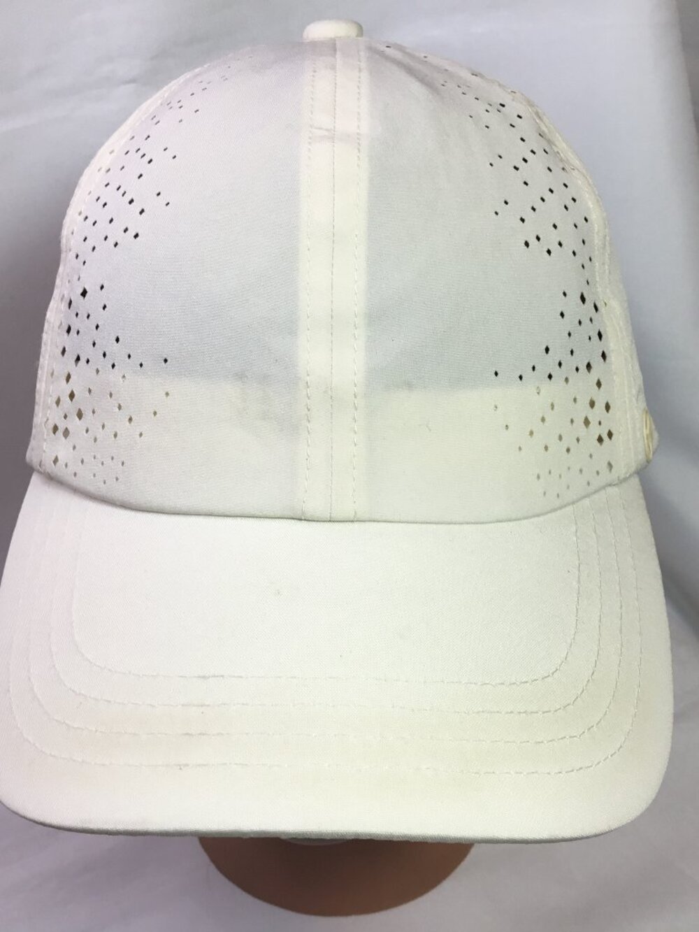 Layer 8 Hat Cap Strap Back Mens One Size White Perforated Running Athletic